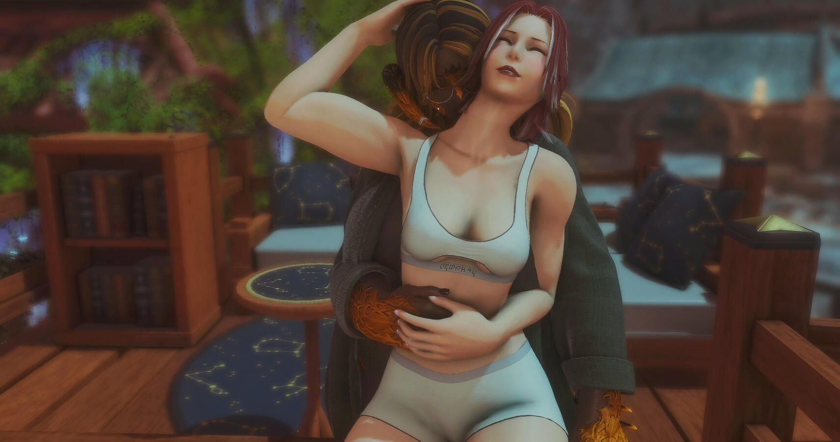 A moonlit embrace between Lyana and Argilenne